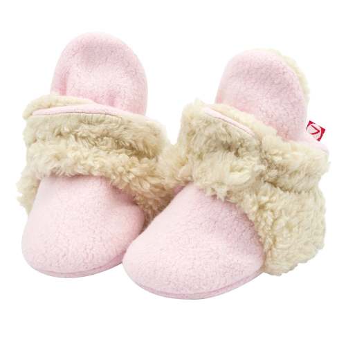 Zutano Furry Fleece Stay-On Baby Bootie Slipper - Baby Pink