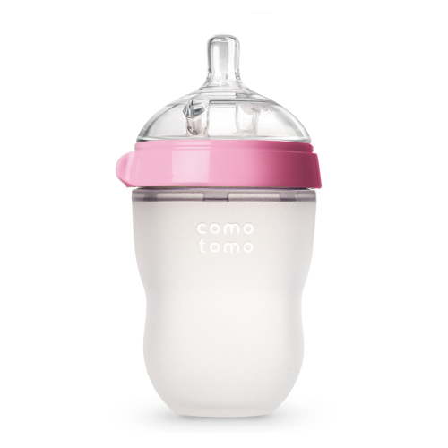 comotomo Baby Bottle, Pink, 8 oz, Silicone, Wide-Neck, BPA-Free with Anti-Colic Vents