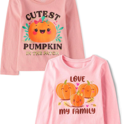 The Children's Place Baby and Toddler All Holidays,Birthdays Long Sleeve Graphic T-Shirts,2 Pack