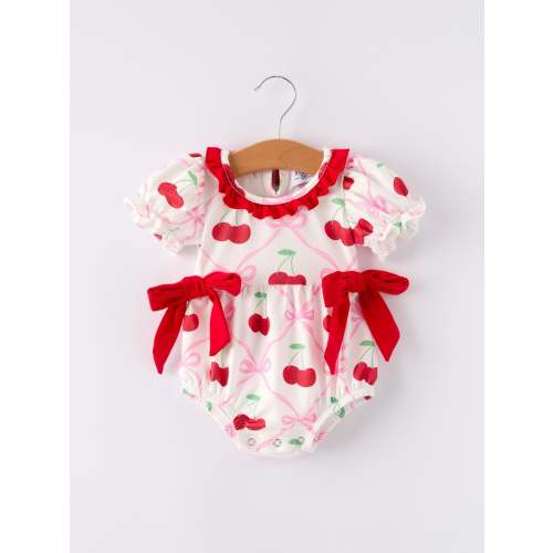 Cherry Bow Girls' Romper