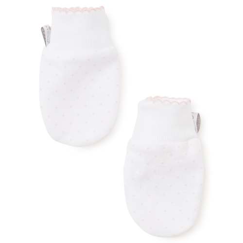 White/Pink New Kissy Dots Print Mitts