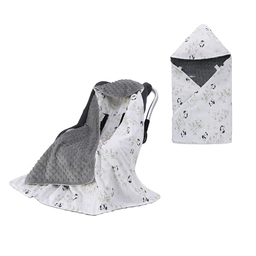 Baby Car Seat Blanket-Universal Car Seat Covers,Warm Swaddle Blankets for Infants Newborn,Boys and Girls Baby Bunting for Stroller,35"x35"(Gray Panda)