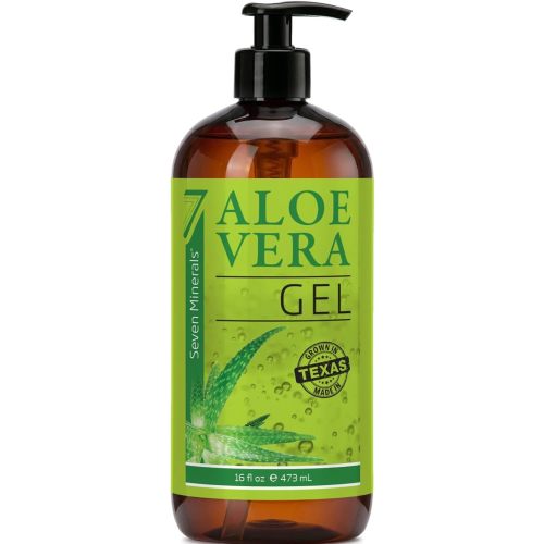 Seven Minerals Aloe Vera Gel from Freshly Cut Organic Aloe - 16oz with Pump