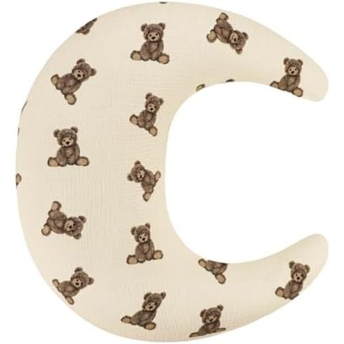 Muslin Nursing Pillow Cover, Soft Removable Cover for Breastfeeding Pillows, Pillow Slipcover for Baby Boys and Girls, Comfortable & Breathable, Bear, Washable (Only Cover)