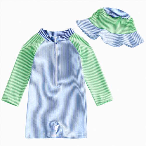 Ymyiu Toddler Swimsuit Boy Baby Boy Rash Guard Swimsuit Toddler Long Sleeve One Piece Zipper Bathing Suit Infant Swimming Suit 12-18 Months (Light Blue,12-18 Months)