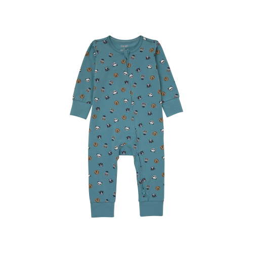 Hanes Pure Comfort Baby Long Sleeve Footless Sleep N' Play, Organic Cotton, Boys & Girls Teal Animals 6MTH