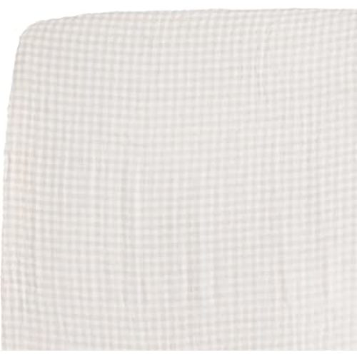 Little Unicorn Premium Crib Sheet | Breathable & Super-Soft Muslin Fabric (Tan Gingham)