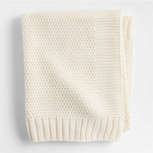 Bubble Knit Arctic Ivory Organic Cotton Baby Stroller Blanket
