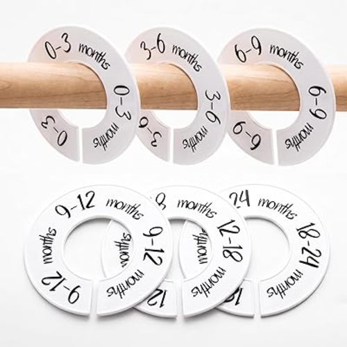 Pro Goleem Baby Closet Dividers Unisex Baby Closet Organizer for Nursery Baby Clothes Size Age Dividers Fits 1.5" Rod 6 PCS
