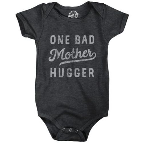 One Bad Mother Hugger Baby Bodysuit Funny Sarcastic Hug Joke Text Graphic Jumper for Inphants - Crazy Dog Baby Bodysuit Gift for Mom Black 6 Months