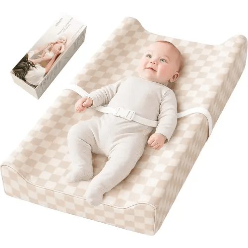 Konssy Vegan Leather Baby Changing Pad, Soft Non-Slip Diaper Changing Pad with Waterproof Wipeable Cover for Nursery Dresser or Table, 32 x 16 inches