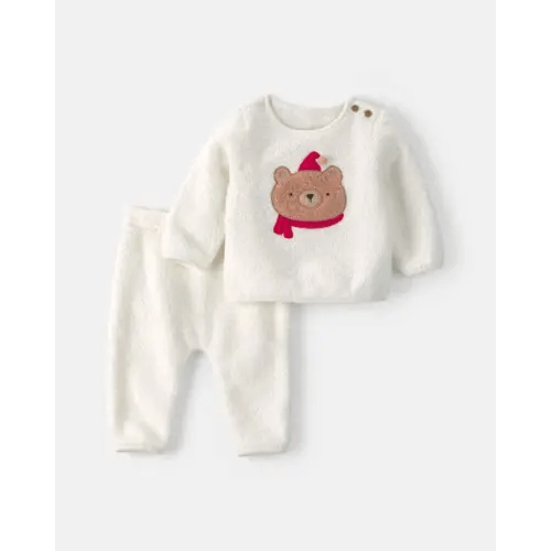 Baby 2-Piece Bear Fleece Long-Sleeve Top & Pant Set - Cream | Carter's