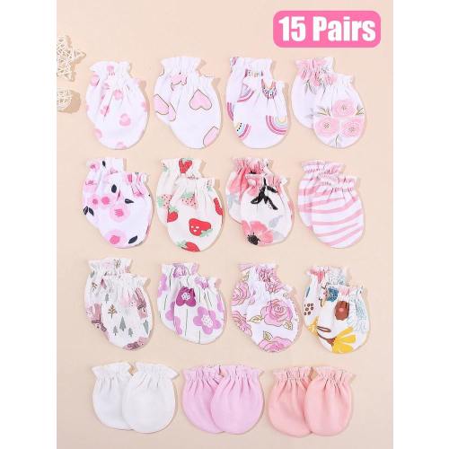 15Pairs Newborn Baby Mittens No Scratch Mittens Soft Elastic Infant Baby Gloves Mittens For 0-3 Months Baby Boys&Girls | SHEIN USA
