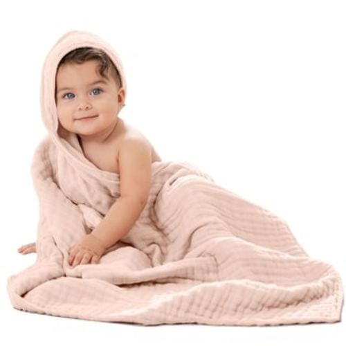 Hooded Baby Towel, 6 Layer 100% Muslin Cotton by Comfy Cubs