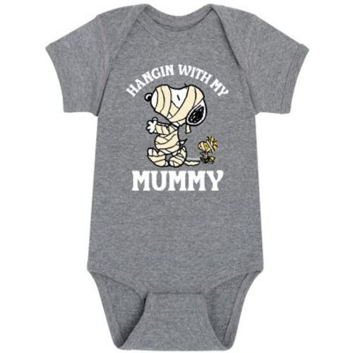 Boys' Peanuts Hanging With My Mummy Baby Graphic One Piece - Athletic Heather - Newborn