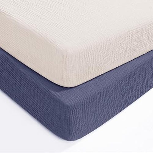 lulumoon Muslin Crib Sheets for Baby: Fitted for Standard Crib Mattress