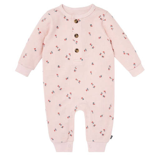 Baby Girls Pink Tulip Waffle Slouch Romper