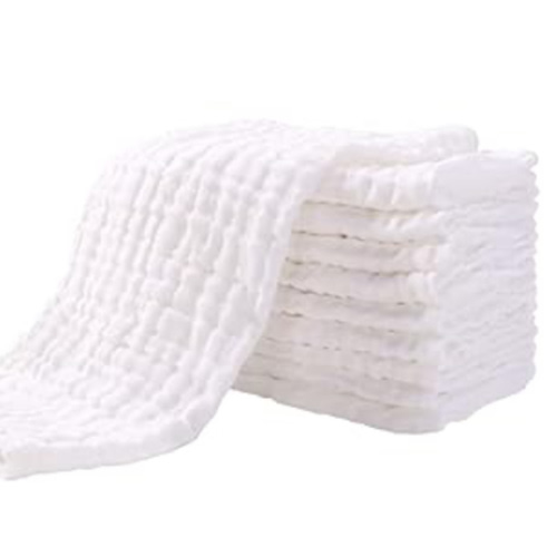 Yoofoss Muslin Burp Cloths for Baby 10 Pack 100% Organic Cotton Baby Washcloths for Boys Girls Large 20''X10'' Super Soft and Absorbent White