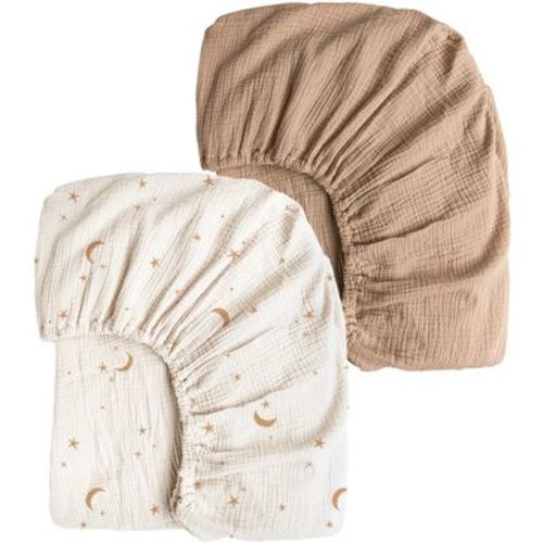 LISM 2 PCS Cotton Crib Sheets Baby Sheets for Standard Crib Mattress, 52"x 28"(Moon, Camel)