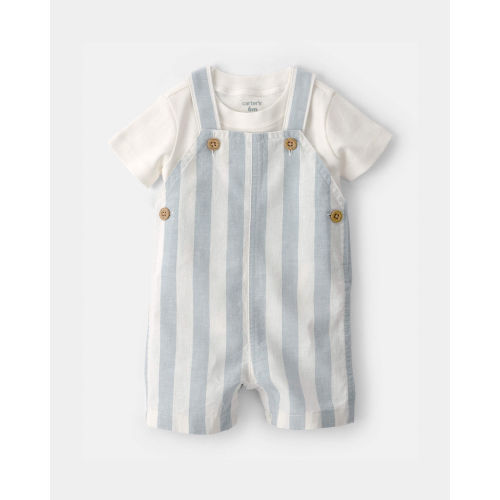 3mo - Baby Boy 2-Piece Stripe Romper Set - Blue/Ivory | Carter's