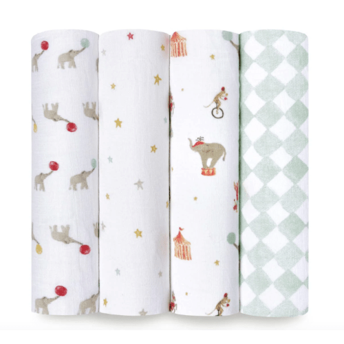 Elephant Circus Cotton Muslin Swaddle 4 Pack | aden + anais