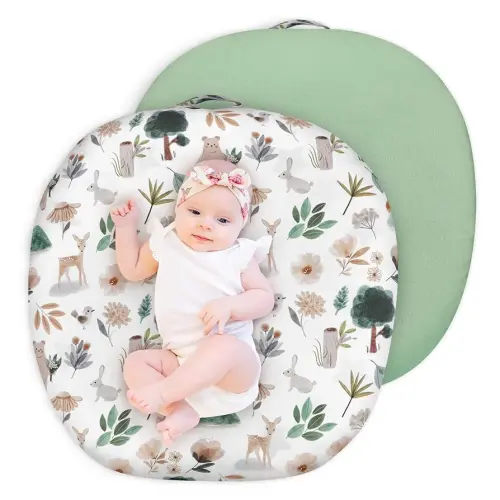 Newborn Lounger Cover for Girls Boys, Removable Soft Baby Lounger Cover, Reversible Infant Lounger Cover Minky, Green Animal