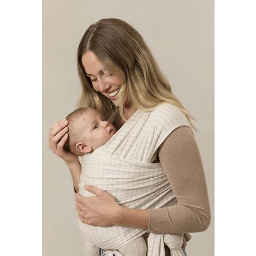 Solly Baby Cream Houndstooth Wrap