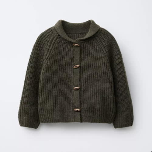 CHUNKY KNIT CARDIGAN - Khaki | ZARA United States