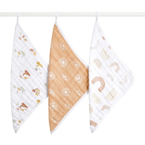 Keep Rising Cotton Muslin Washcloths 3pk | aden + anais