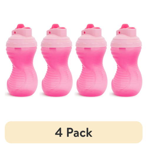 (4 pack) Munchkin® Mighty Grip® Toddler Flip Straw Sippy Cup, 10 oz, Pink, Unisex