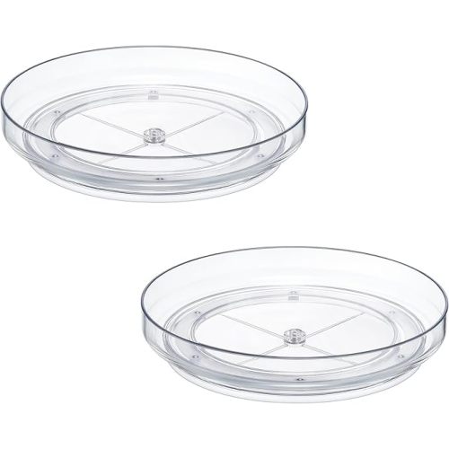 2 Pack 10inch Clear Acrylic Lazy Susan Non-Skid Turntable Cabinet Organizer