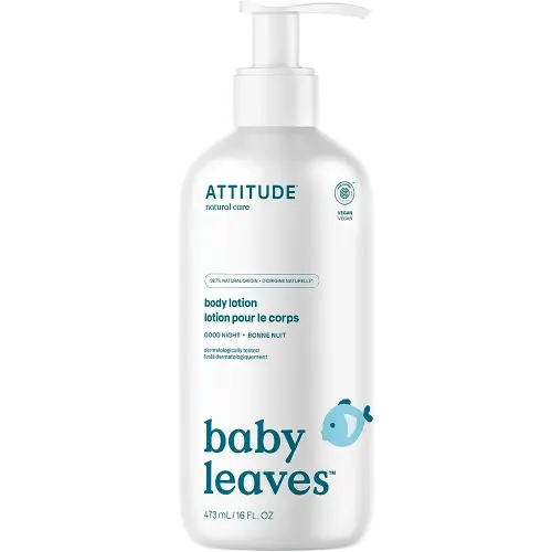 ATTITUDE Good Night Baby Lotion, 16 Fl Oz | EWG Verified Moisturizer, Dermatologically Tested Moisturizing Cream, Vegan and Cruelty-Free