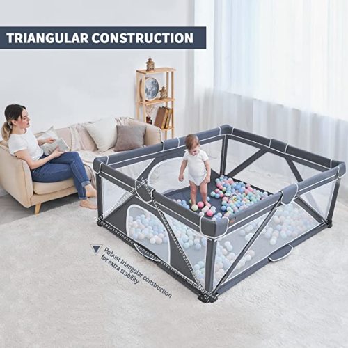 Foldable Baby Playpen, Yobear Extra Large Playard, Playpen for Babies and Toddlers with 50 PCS Ocean Balls, Indoor & Outdoor Portable Kids Safety Travel Play Pen (71"×59")