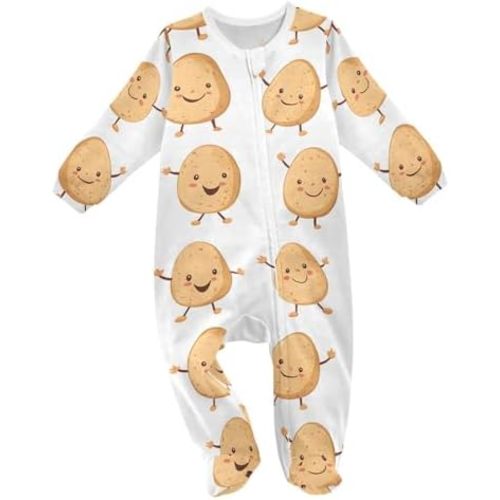 vvfelixl Animals in Ufo baby sleepers for girl boys newborn Baby play One-Piece Footies for 0-3 Months
