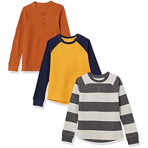 Amazon Essentials Boys and Toddlers' Long-Sleeve Cotton Thermal T-Shirt, Base Layer, Pack of 3