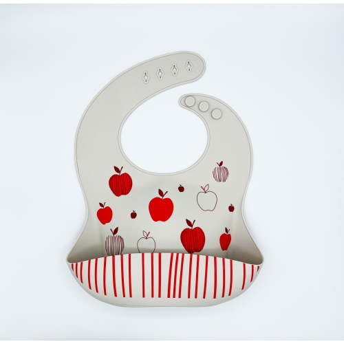 Unisex Silicone Bib with Pouch (Apple)