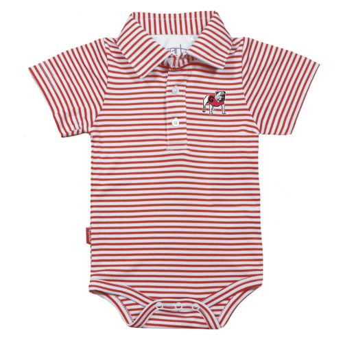 INFANT UGA Striped Polo Snap-Bottom One Piece – The Red Zone- Athens, GA