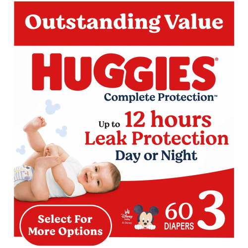 Huggies Complete Protection Baby Diapers, Size 3 (16-28 lbs), 30 Count