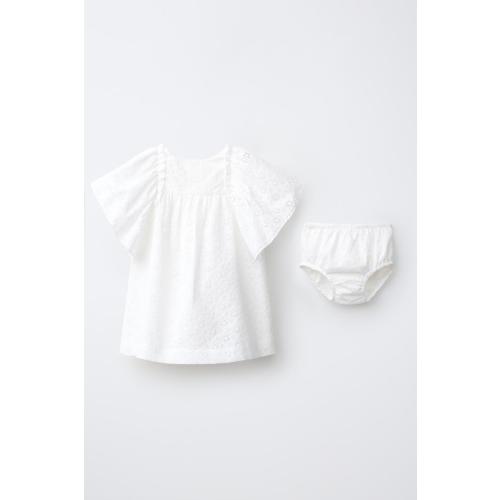 EMBROIDERED DRESS AND BLOOMERS - White | ZARA United States