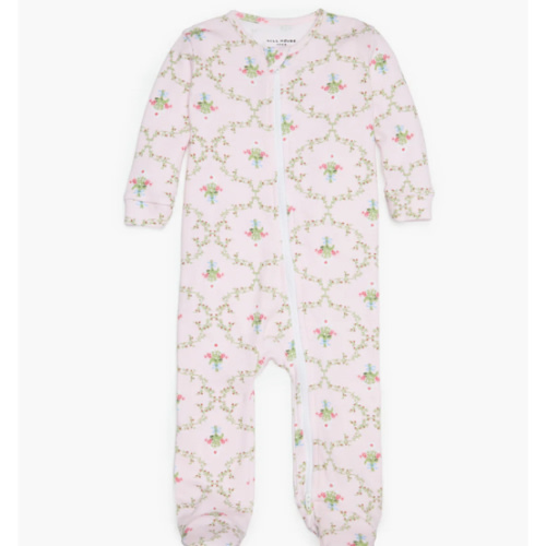 The Footie Pajama - Light Pink Trellis