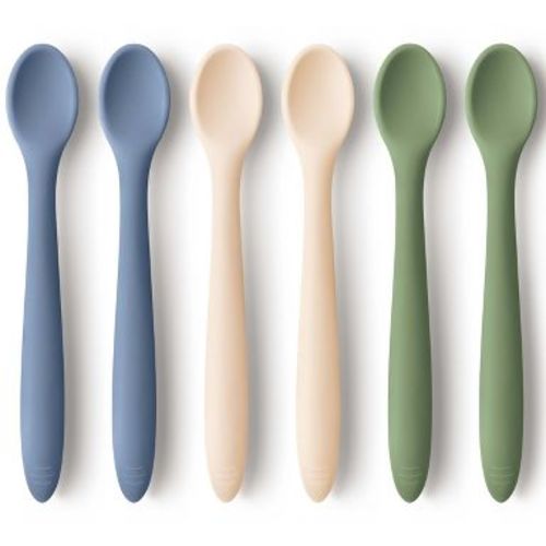 KeaBabies Prep Baby Spoons, Small Silicone Baby Utensils for Self Feeding 6-12 Months, BLW Baby Feeding Set, BPA-Free (Slate, Small)
