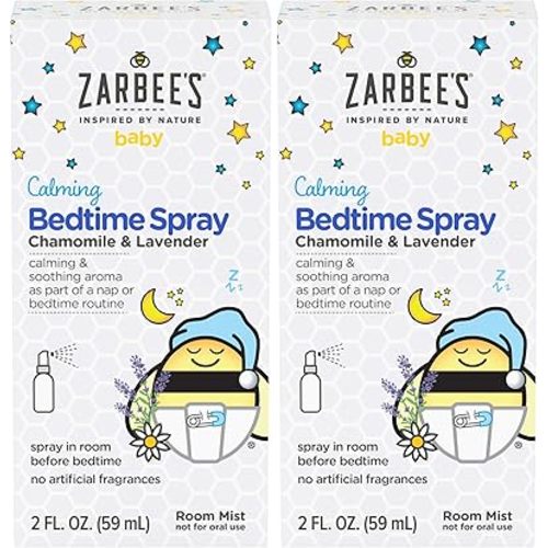 Zarbee's Baby Sleep Spray; Calming Bedtime Spray with Natural Lavender and Chamomile to Help Infant Nighttime Routine; 2oz Bottle (Pack of 2)