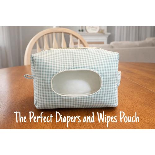 Gingham Diaper and Wipes Pouch | Handmade | New Mom Gift | Ruffle Diaper Pouch