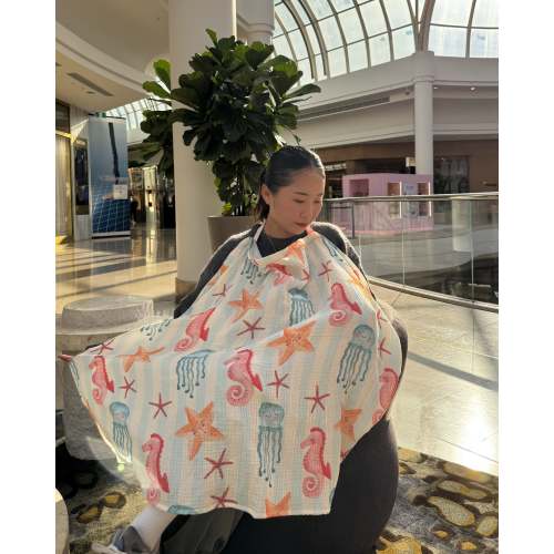 Organic Muslin Nursing Cover - Sea Club