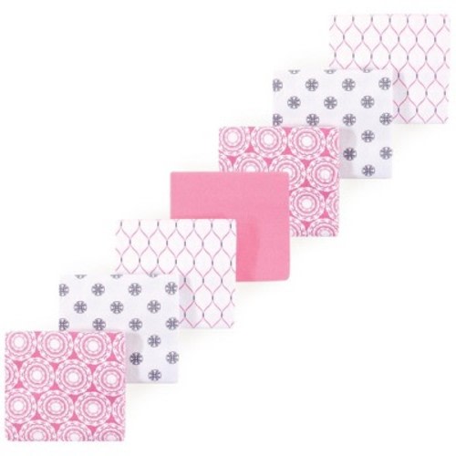 Luvable Friends Hudson Baby Cotton Poly Flannel Receiving Blankets 7pk, Pink Medallion