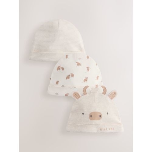 Neutral Hamish Baby Beanies 3 Pack (0-12mths)