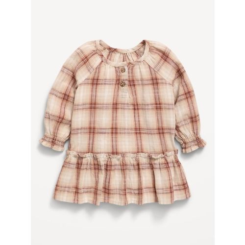 Long-Sleeve Plaid Ruffled Swing Dress for Baby