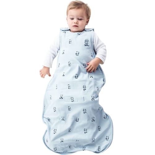 Woolino 4 Season Ultimate Baby Sleeping Bag - Merino Wool and Organic Cotton - Universal Size Adjustable Sleep Sack for Baby - Two-Way Zipper Infant Sleeping Bag (2-24 Months) - Panda