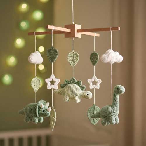 Crochet Dinosaur Baby Mobile, Custom Nursery Decor, Crocheted Dinosaur Baby Mobile, Handmade Dino Nursery Decor, Baby Shower Gift