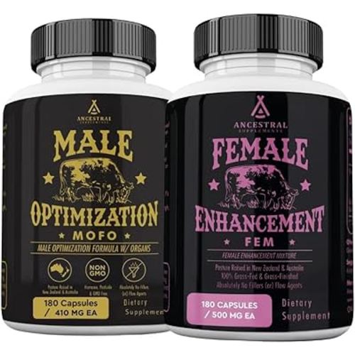 Ancestral Supplements FEM & Mofo Bundle – His & Hers Grass Fed Organ Supplements – Supports Hormone Balance, Energy, Vitality & Wellness – Pasture Raised Beef Organ Multivitamin for Men & Women
